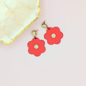 Boucles d’oreilles MARGUERITE en cuir et tissus