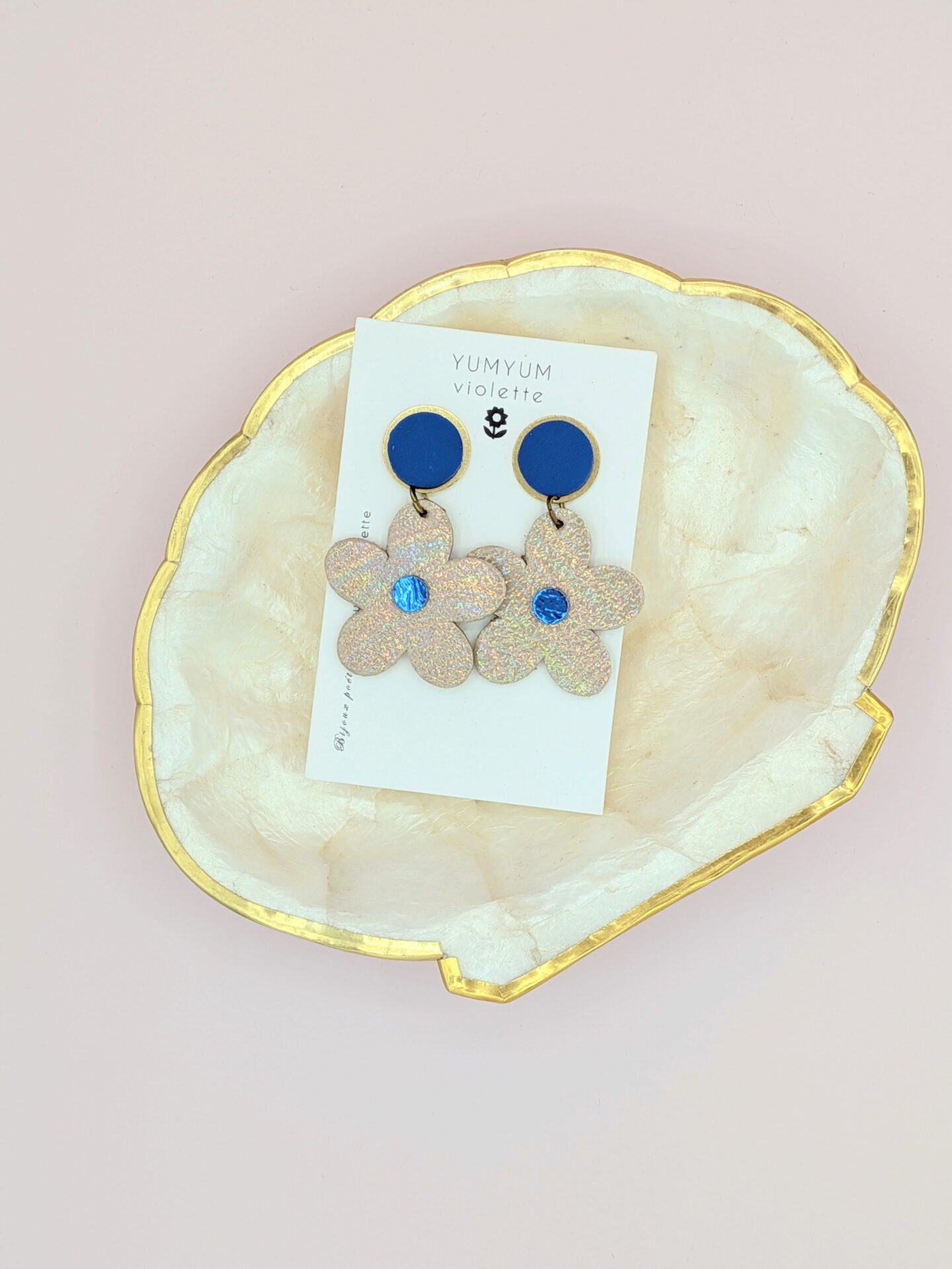 Boucles d’oreilles MAGGY en cuir et tissus