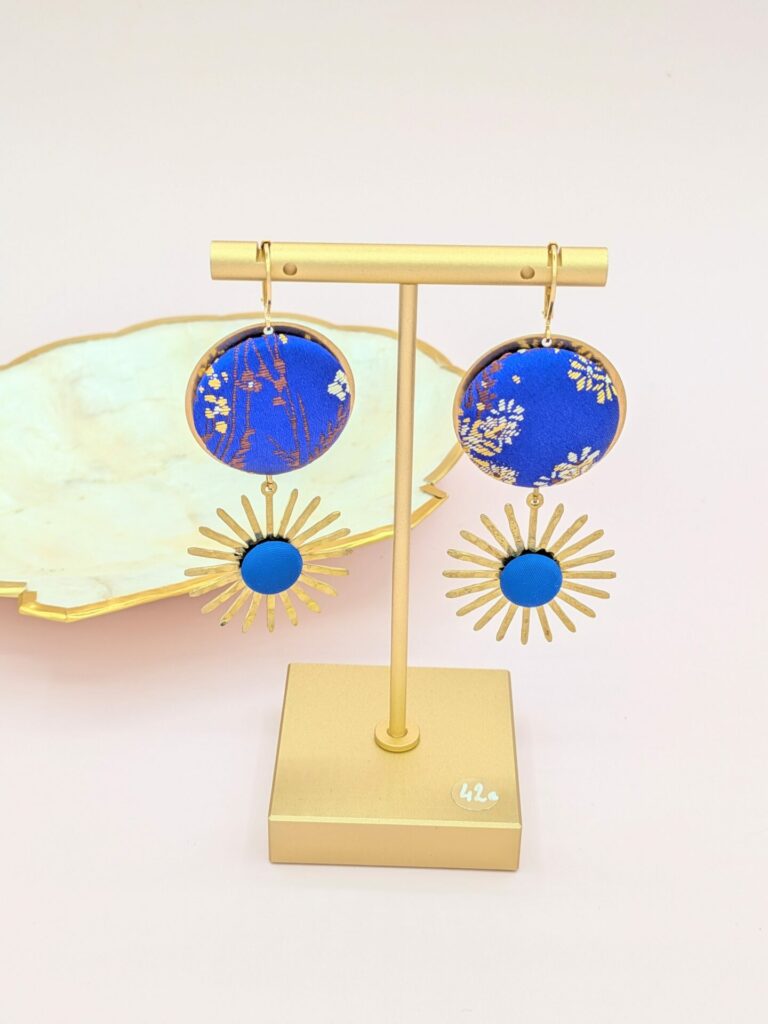 Boucles d’oreilles YOKO en cuir et tissus