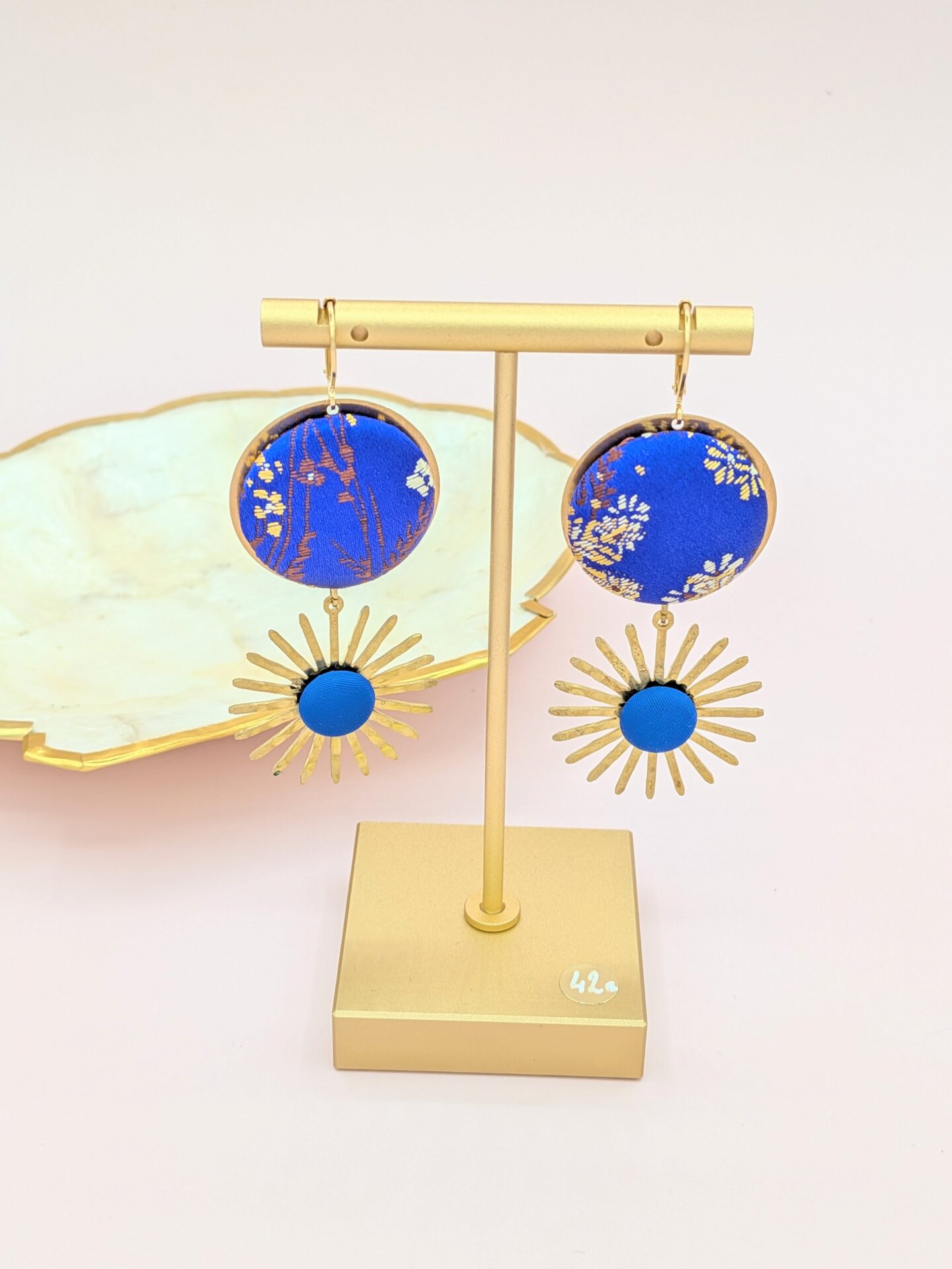 Boucles d’oreilles YOKO en cuir et tissus