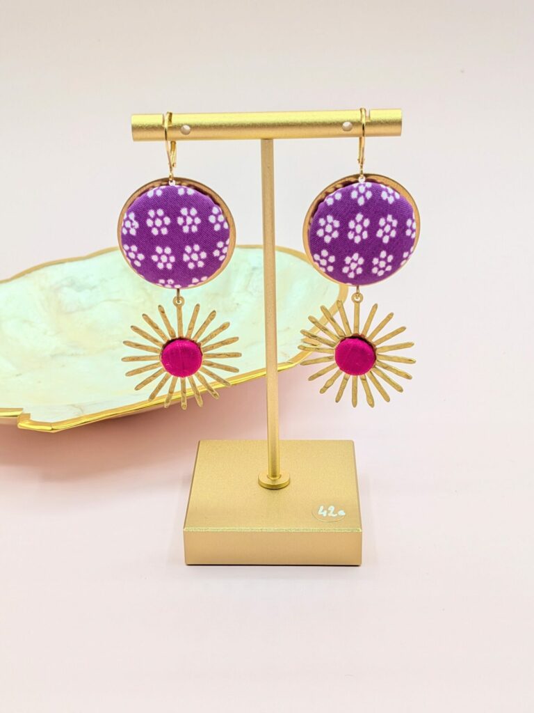 Boucles d’oreilles YOKO en cuir et tissus