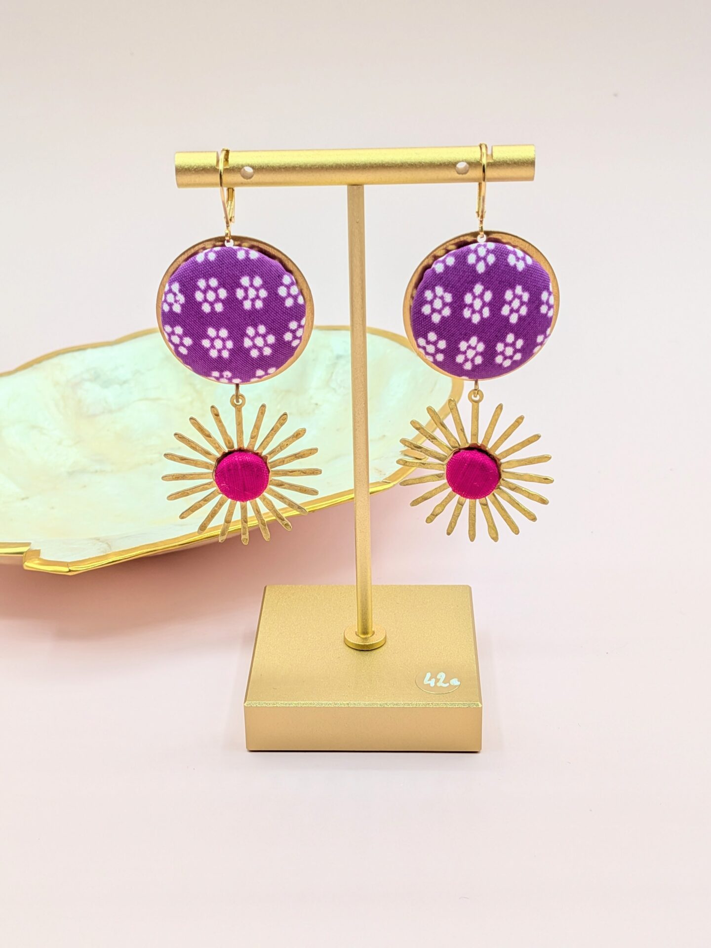 Boucles d’oreilles YOKO en cuir et tissus
