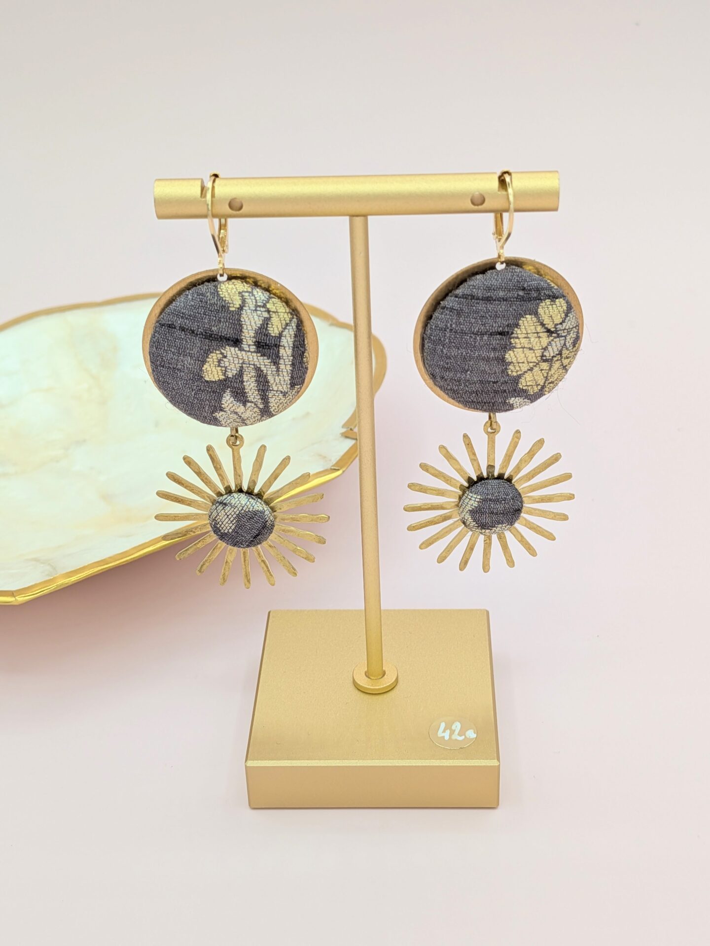 Boucles d’oreilles YOKO en cuir et tissus