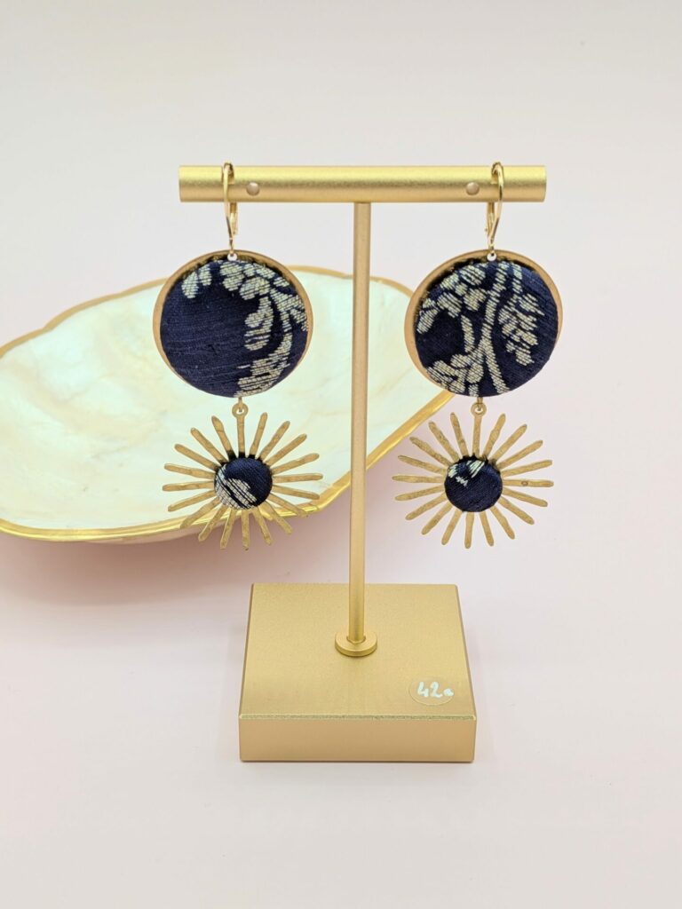 Boucles d’oreilles YOKO en cuir et tissus