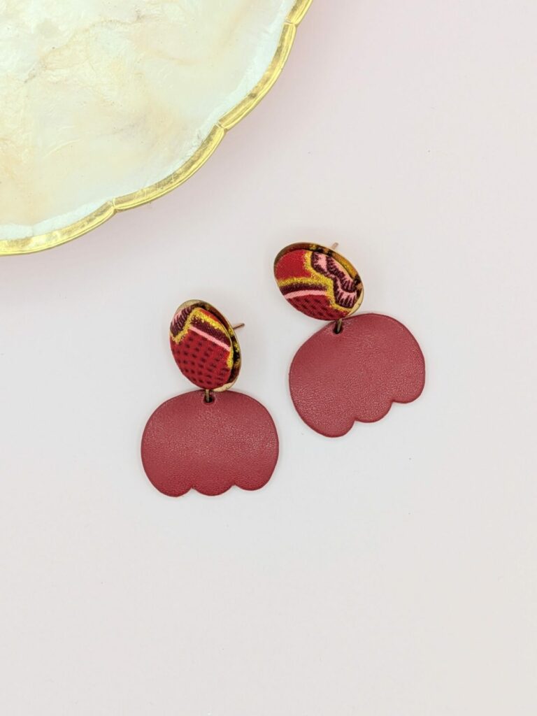 Boucles d’oreilles GIGI en cuir et tissus